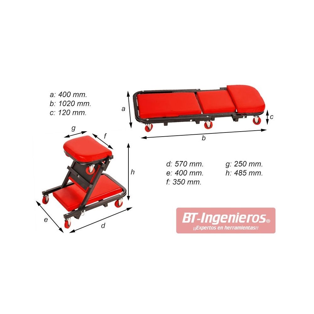 Dimensiones completas de la silla-camilla convertible