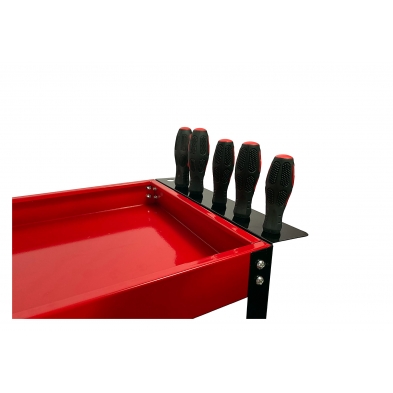 Portadestornilladores integrado en el carro de herramientas de 3 estantes.