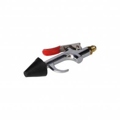 Pistola metálica con boquilla cónica para sellado hermético en limpieza de aire acondicionado.