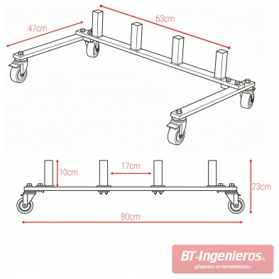 Soporte con ruedas para plataformas rodantes S-4PR