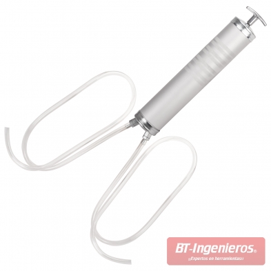 Bomba manual de trasvase 500 cc de acero con mangueras transparentes