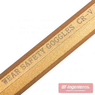 Detalle de la cabeza hexagonal del botador CR-V templado con acabado dorado