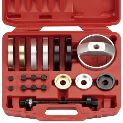 Vista superior del kit de herramientas para montaje de rodamientos VAG