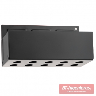 Vista inferior del soporte magnético con 10 orificios para destornilladores