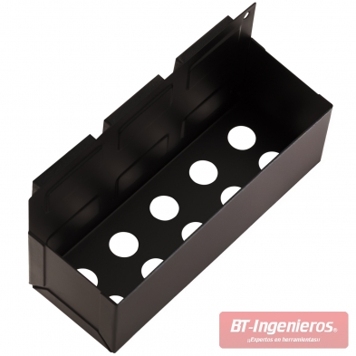 Bandeja metálica magnética con alojamiento para aerosoles y orificio de fijación