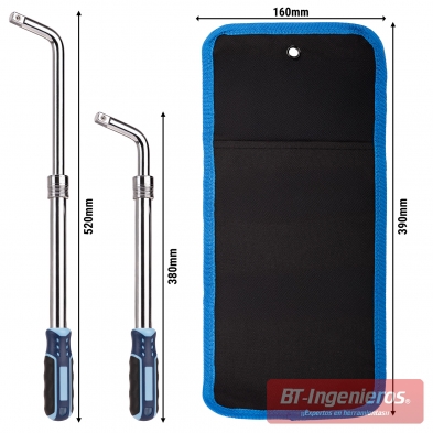 Dimensiones de llave extensible de 380 a 520 mm con funda 390×160 mm