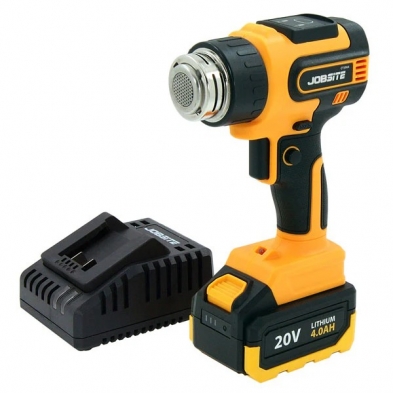 Decapador de aire caliente Jobsite 20V con batería Li-ion 4Ah y cargador rápido.