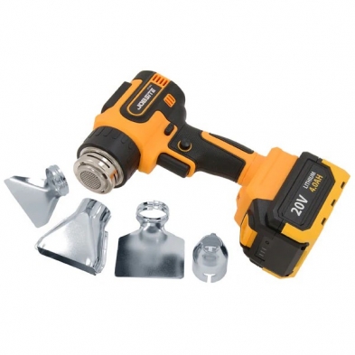 Pistola de aire caliente inalámbrica Jobsite 20V con boquillas intercambiables.