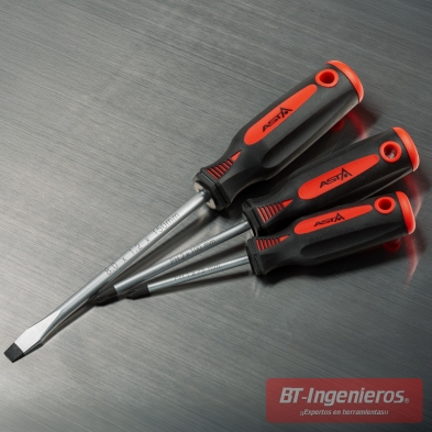 Set de destornilladores ASTA plano y Phillips sobre superficie metálica