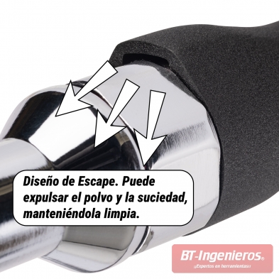Diseño de escape posterior en carraca neumática Draper que mantiene la herramienta limpia