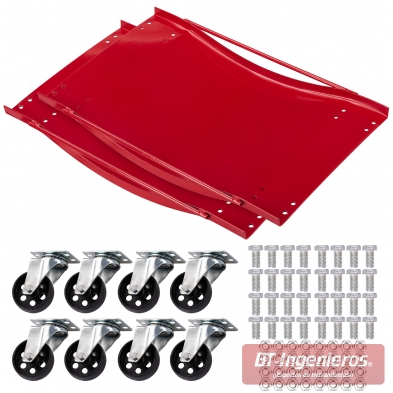 componentes plataformas rodantes para coche con ruedas y tornillería
