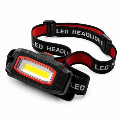 Linterna frontal COB LED 3W 100 lm | 3 modos + rojo | Clip y rótula.