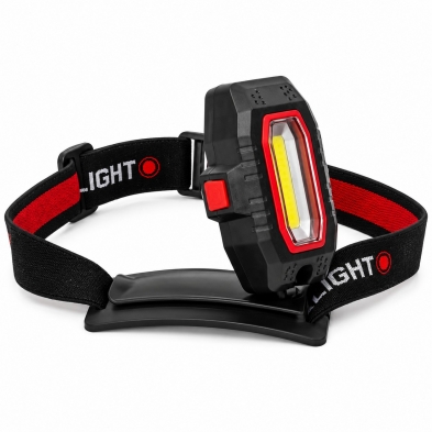 Linterna frontal COB LED 3W 100 lm | 3 modos + rojo | Clip y rótula.