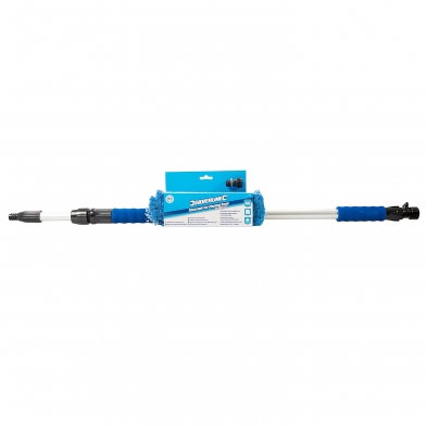 Cepillo lavacoches telescópico Silverline con paso de agua, conexión rápida y mango extensible