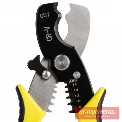 Alicate cortacables abierto con cinco ranuras de pelado AWG