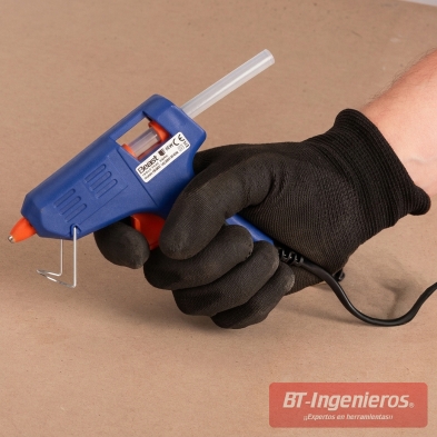 Pistola de cola termofusible 10 W en uso con barra de 0,8 cm