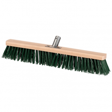 Cepillo de barrer 50 cm con base de madera, cerdas sintéticas y casquillo metálico