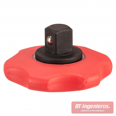 Detalle del cuadradillo macho de 3/8" con bola de retención para conectar vasos compatibles.