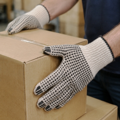 Guantes con puntos de PVC para manipulación de cajas
