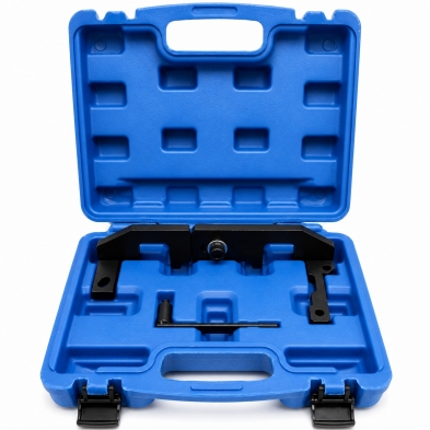 Kit de calado Citroën Peugeot 1.0 y 1.2 VTi con herramienta de bloqueo en maletín azul.