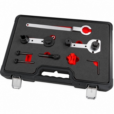 Vista superior del kit de calado VAG TSI con útiles organizados en espuma dentro del estuche.