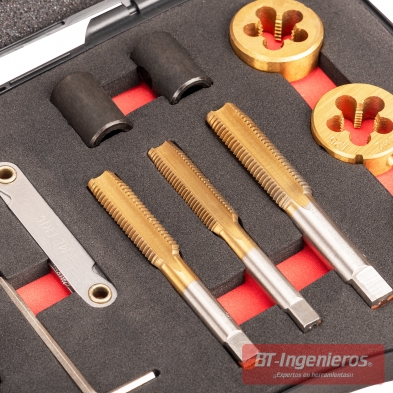 Machos y terrajas M12 y M14 para reparar roscas de rueda