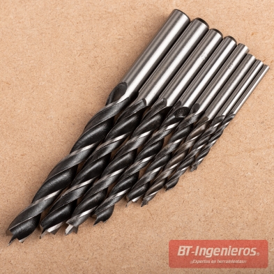 Juego 8 brocas para madera de 0,3 a 1 cm