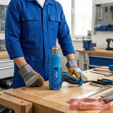 Decapador de aire caliente 2000 W en banco de trabajo
