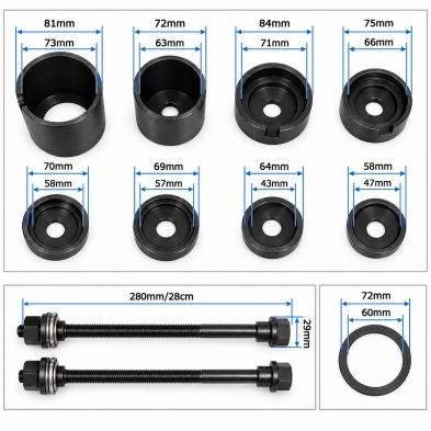 Medidas adaptadores kit extractor silentblocks BMW BT16018