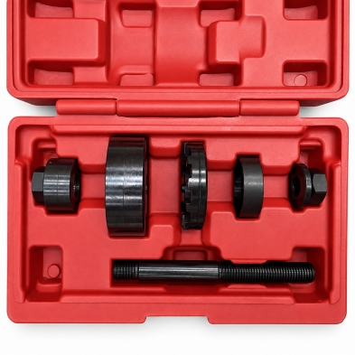 Kit extractor de silentblocks Ford Mondeo con 6 piezas organizadas en maletín rígido rojo