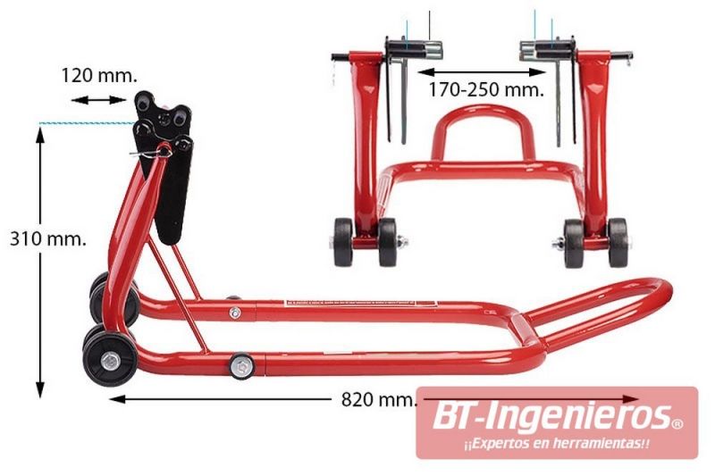 Caballete rueda trasera Moto - BT Ingenieros