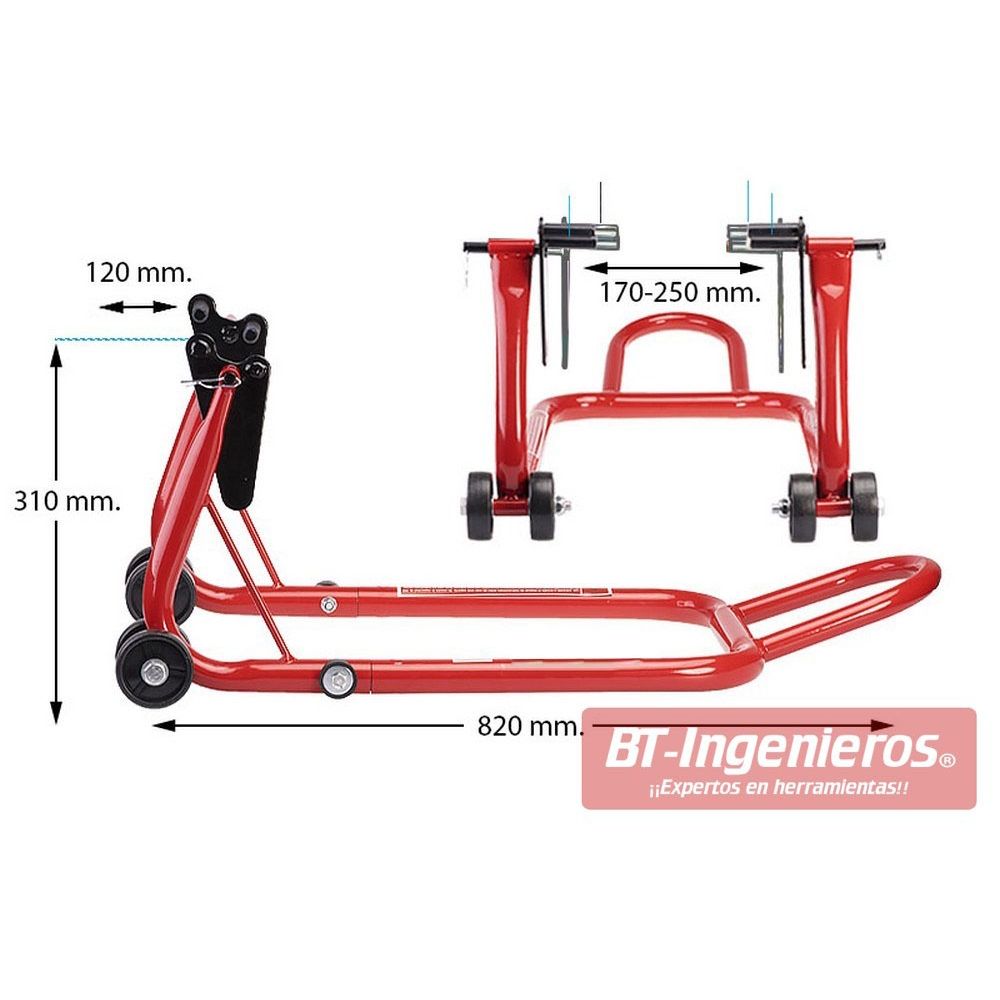 Caballete para Motocicleta Soporte de Moto Transporte Rueda Delantera 200 kg