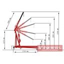 Grua de taller. Detalle de dimensiones.