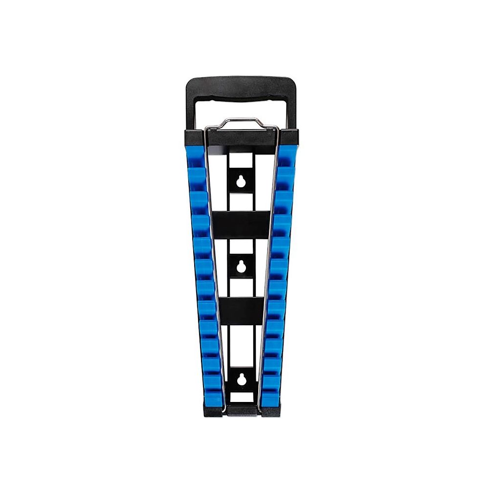 Soporte organizador para 12 llaves fijas. Se puede fijar en la pared en posición vertical.