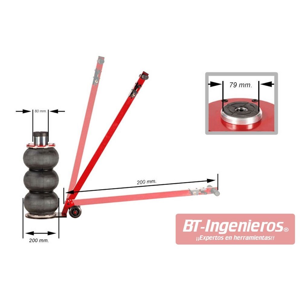 Dimensiones del gato neumático GTN2T 