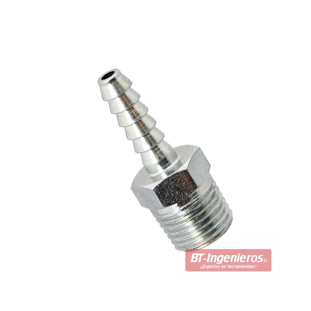 Conector neumático rosca 1/4" macho con espiga Ø6.5 mm.