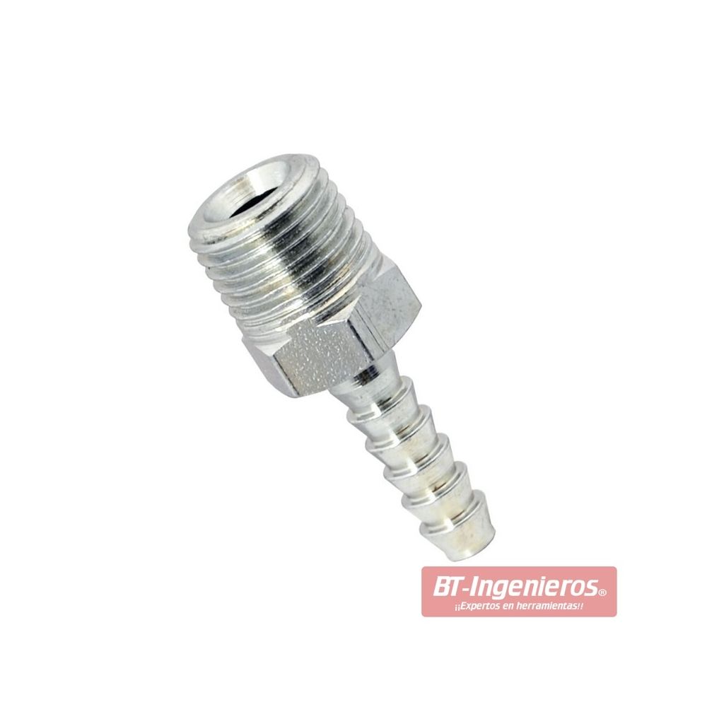 Conector neumático rosca 1/4" macho con espiga Ø6.5 mm.