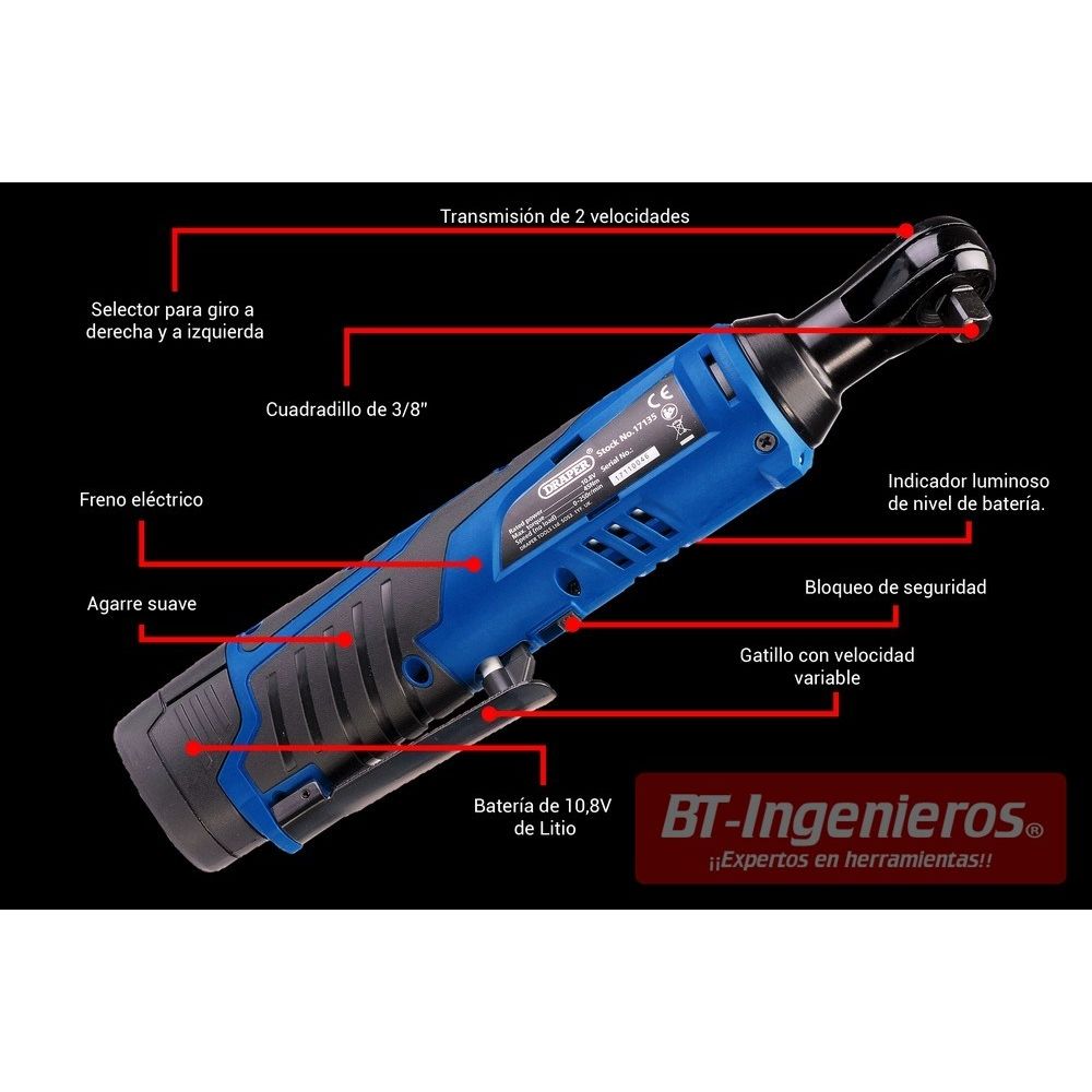 HDHXT Inalámbrico Llave de Carraca Eléctrica, 3/8 12V Kit de Herramientas  de Carraca Eléctrica, Compacto Llave de Carraca Eléctrica con Baterías  Cargador Adaptador de 1/4, 3 Estilos (Color : B) : .es