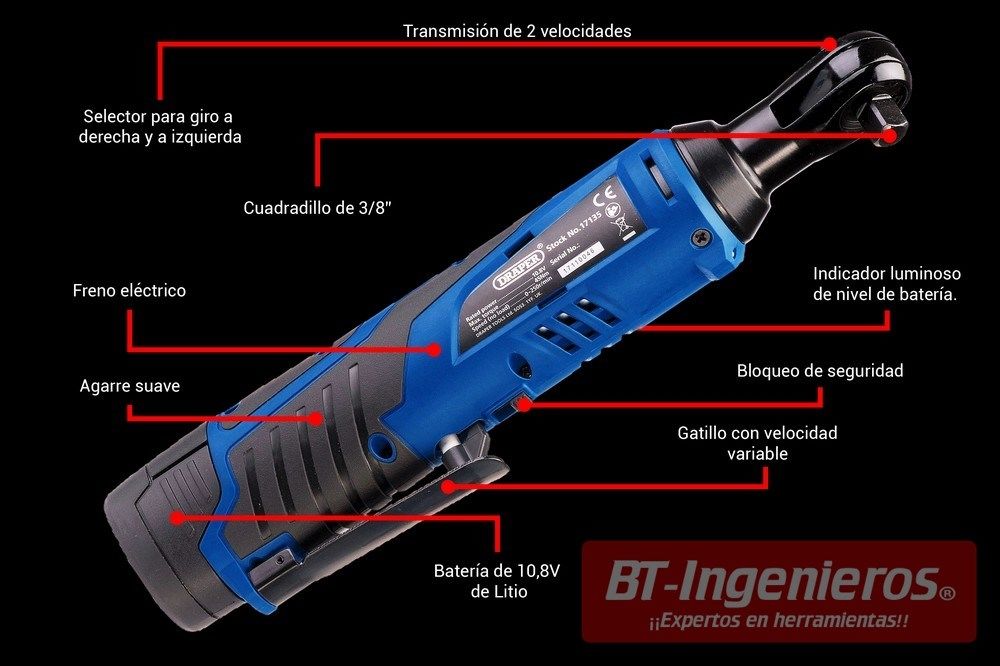 HDHXT Inalámbrico Llave de Carraca Eléctrica, 3/8 12V Kit de Herramientas  de Carraca Eléctrica, Compacto Llave de Carraca Eléctrica con Baterías  Cargador Adaptador de 1/4, 3 Estilos (Color : B) : .es