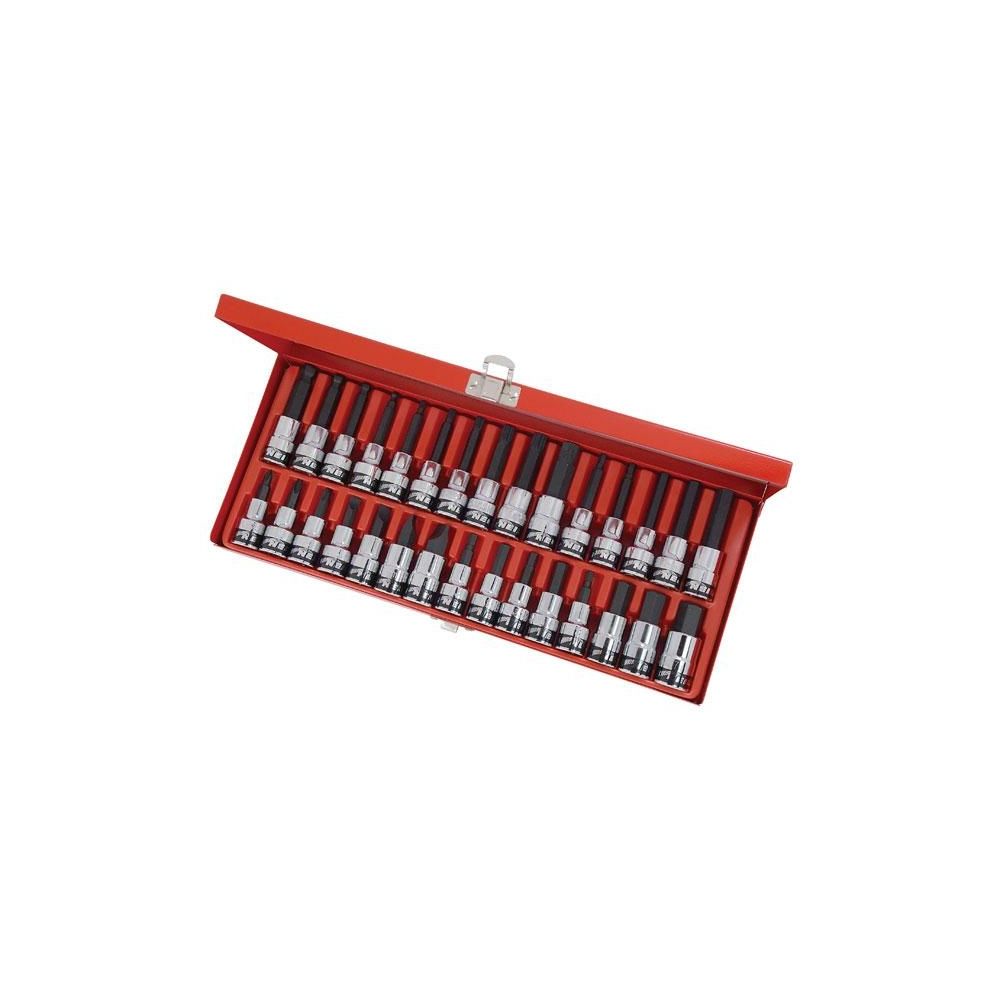 Juego de puntas Torx, XZN, estrella y planas resistentes. 30 piezas. 1/2"