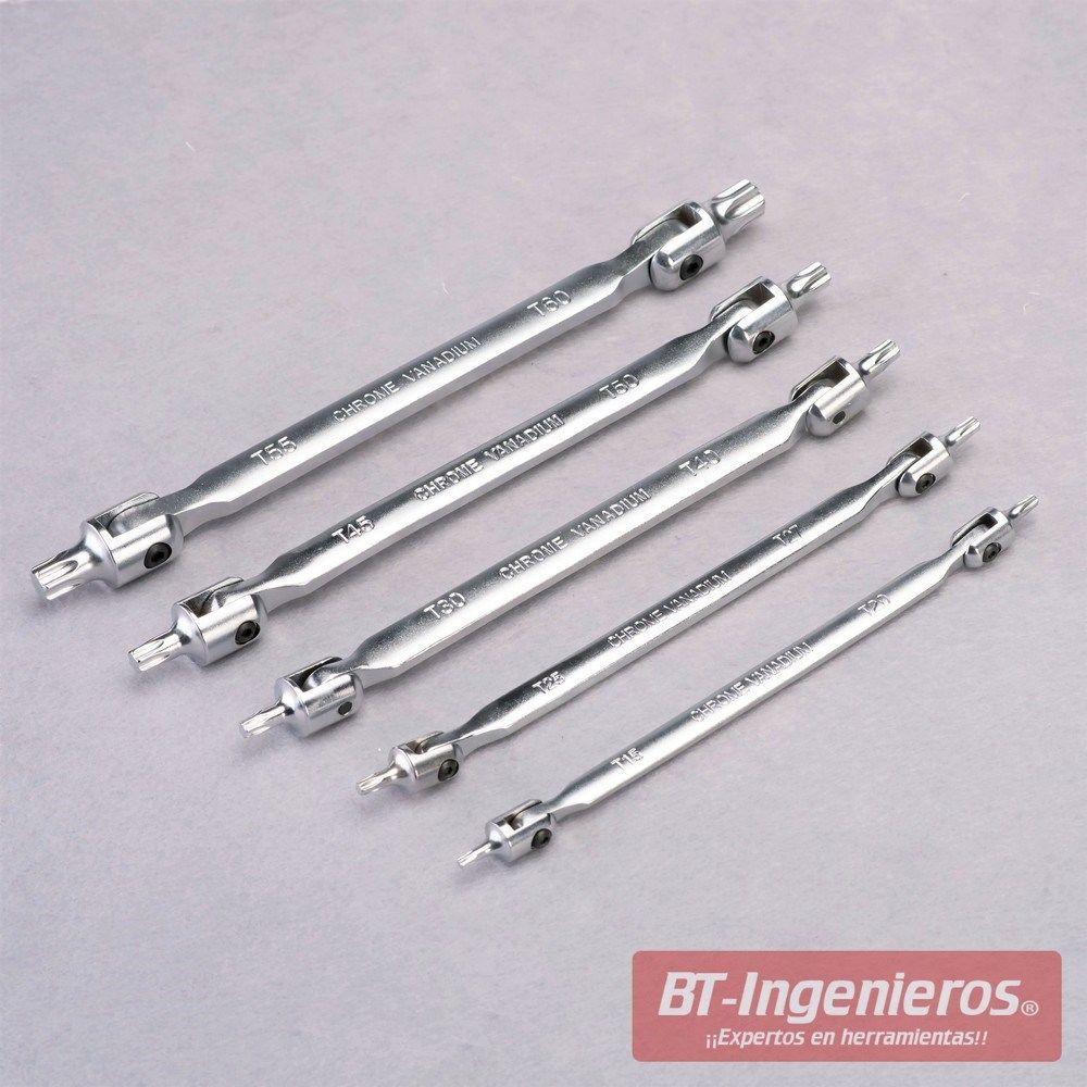 Juego de llaves Torx articuladas de Cromo Vanadio. T15 - T60. 