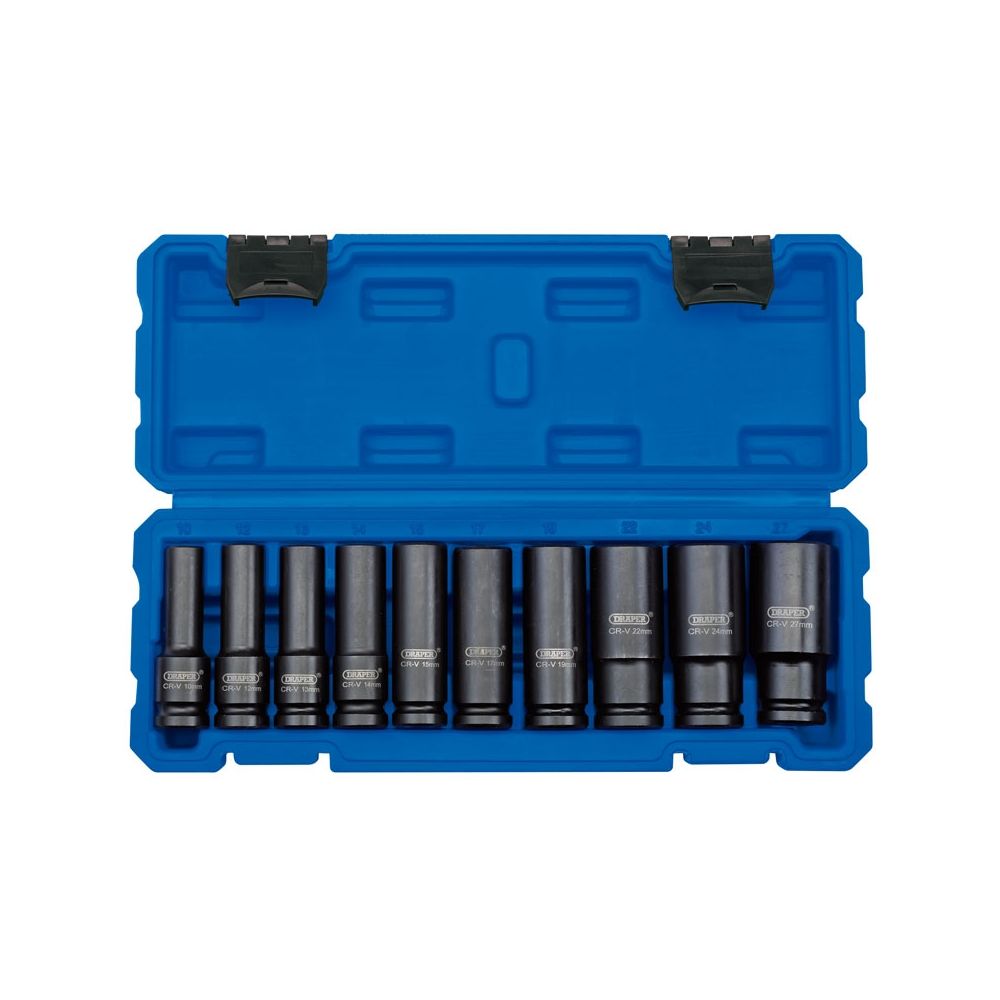 10 Vasos de impacto 1/2" largos. Profesional