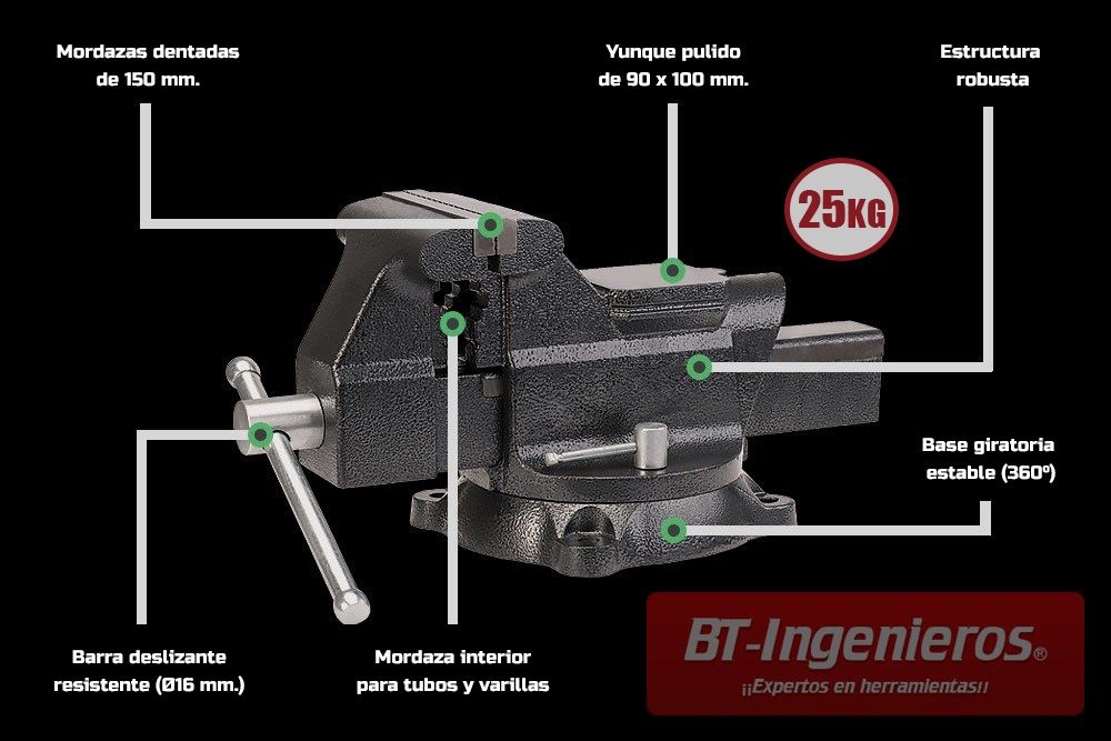 Tornillo de banco profesional 150 mm con base giratoria TB150G