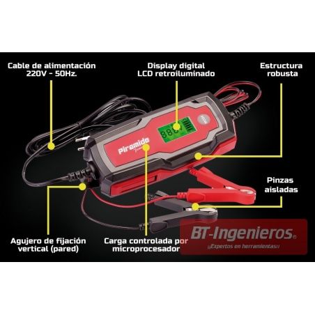 Principales características del cargador.