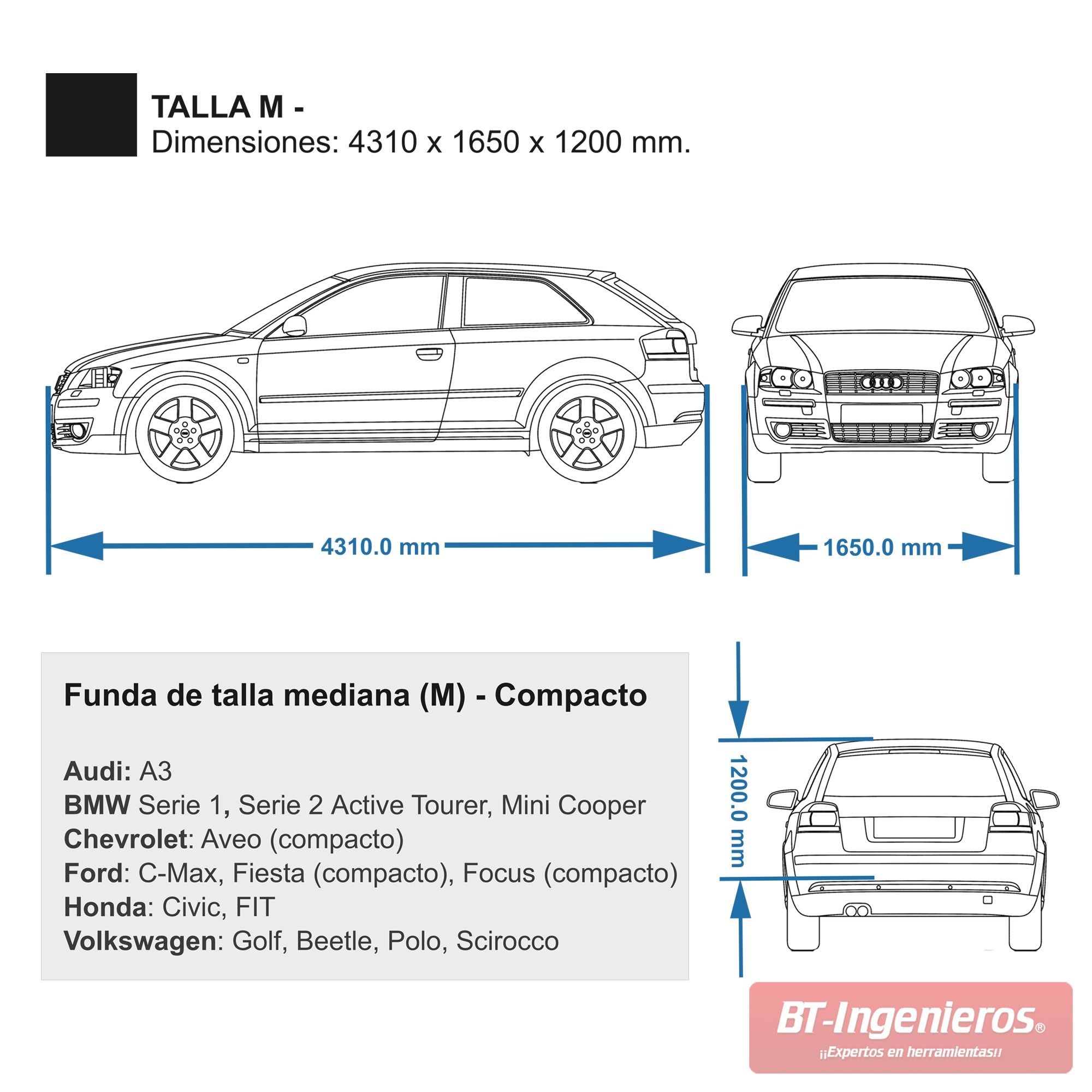 Funda cubre coches de alta resistencia - Talla mediana (compacto)