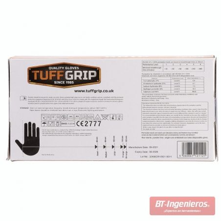 Información tapa trasera en la caja de guantes Tuffgrip