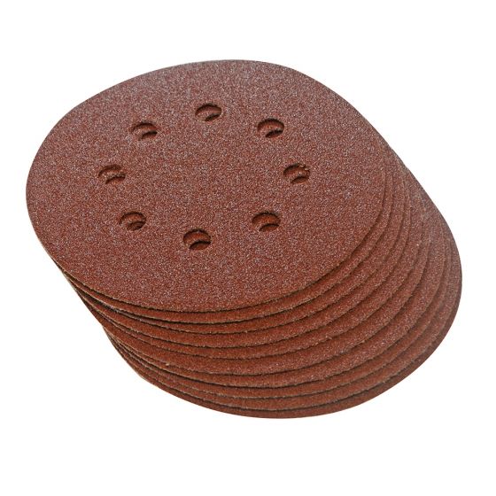 Discos de lijado 150 mm. con agujeros. Grano 120. 10 pz. Silverline 793804