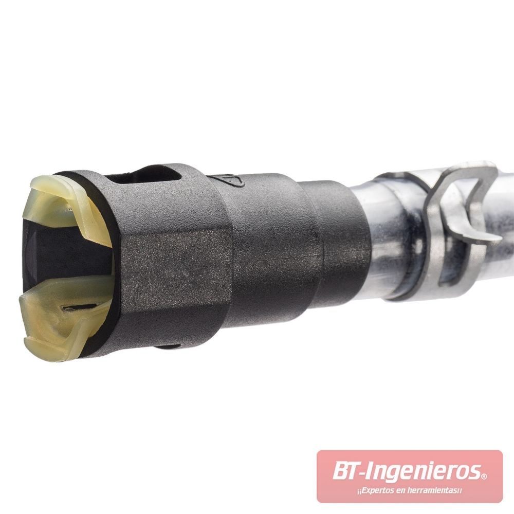 Conector rápido hembra de botón para circuitos de combustible.