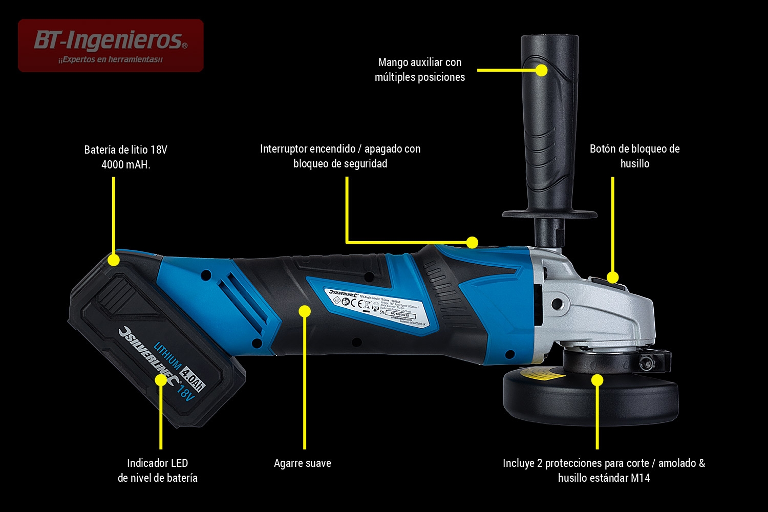 Amoladora Radial a Bateria 18V Li-ion 115MM Cofan