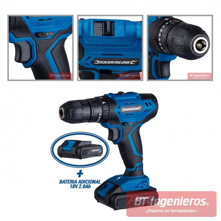 Taladro percutor combinado con 2 baterías 2Ah 18V